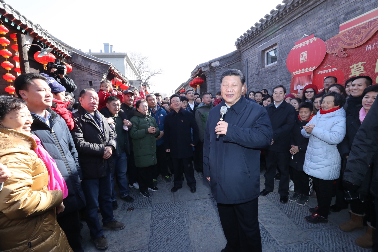 2019年2月1日，習(xí)近平總書記在前門東區(qū)草廠四條胡同給大家拜年，并向全國各族人民致以新春祝福。